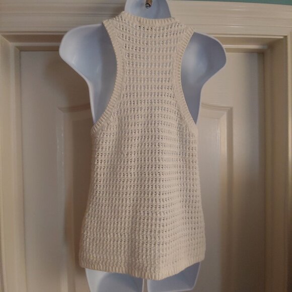 Madewell Crochet-Knit Crewneck Sweater Tank Layer Preppy M Ivory - Picture 6 of 8